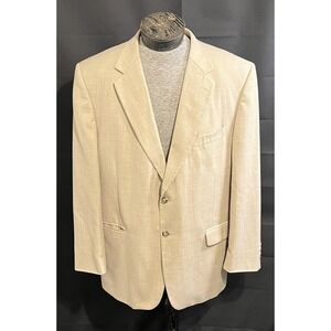 Bert Pulitzer Sport Coat Mens 46R Beige Rayon Two Button Lined Jacket Blazer